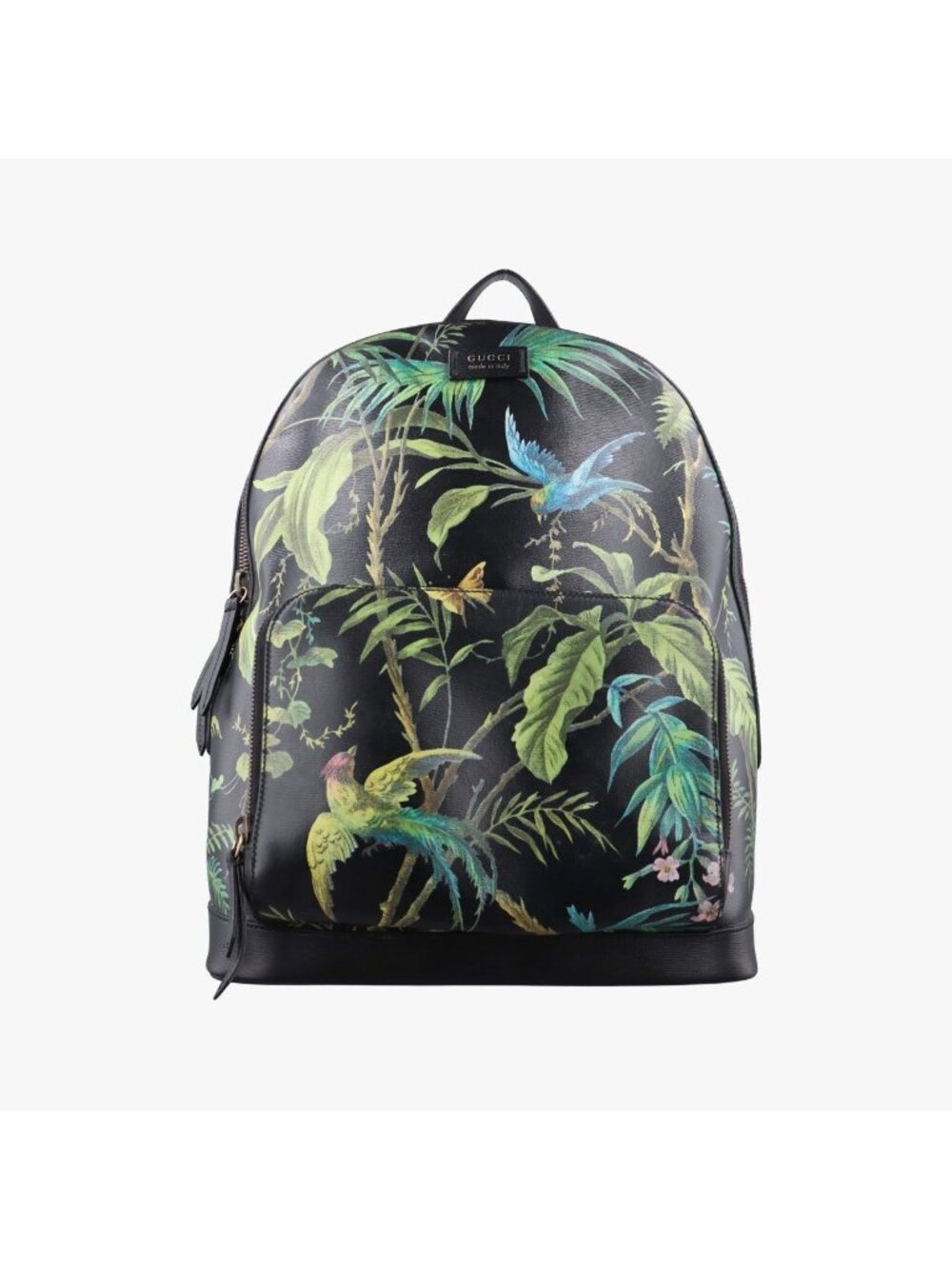 Gucci Tropical Print Black Multicolor Leather Backpack